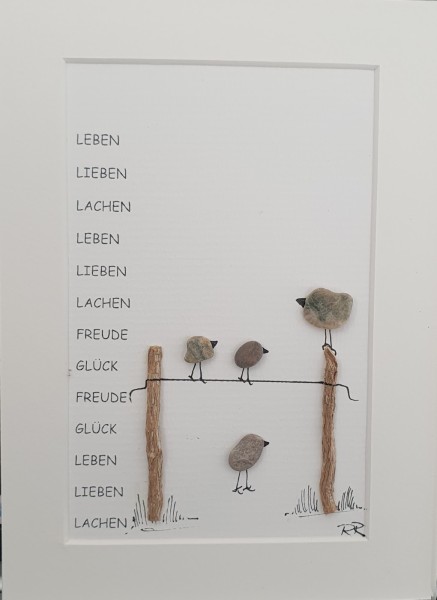 Steinbild Zaun- Leben, Lieben, Lachen...